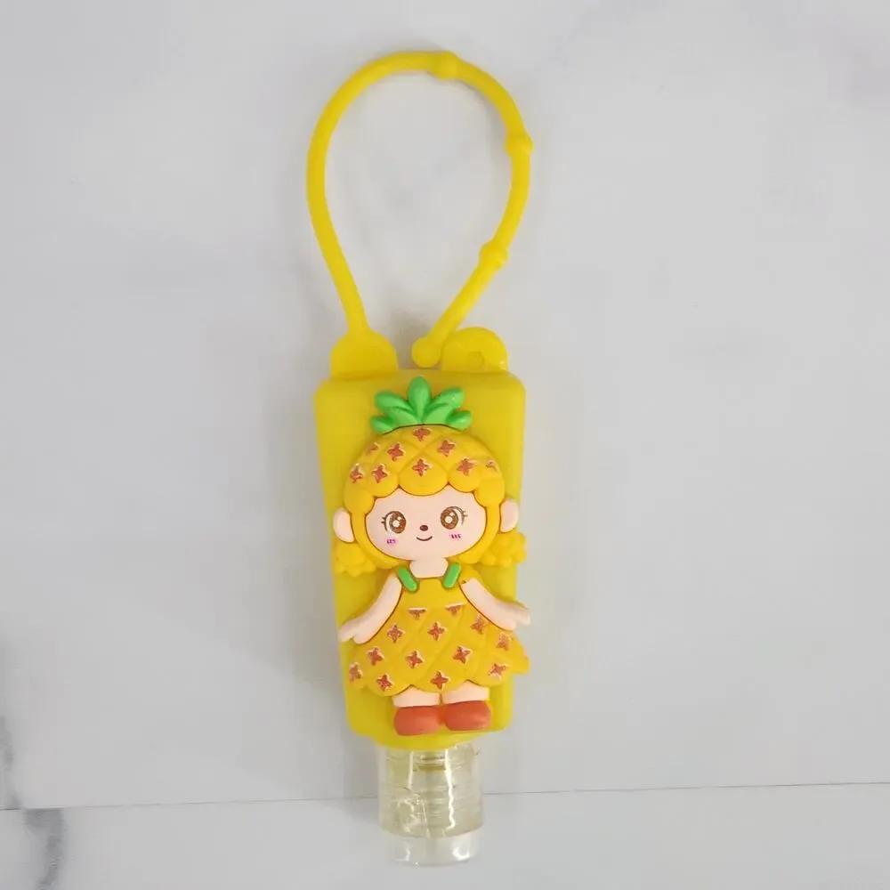 2 EMPTY Kids Refillable Containers Pineapple Doll Character Holder with Strap